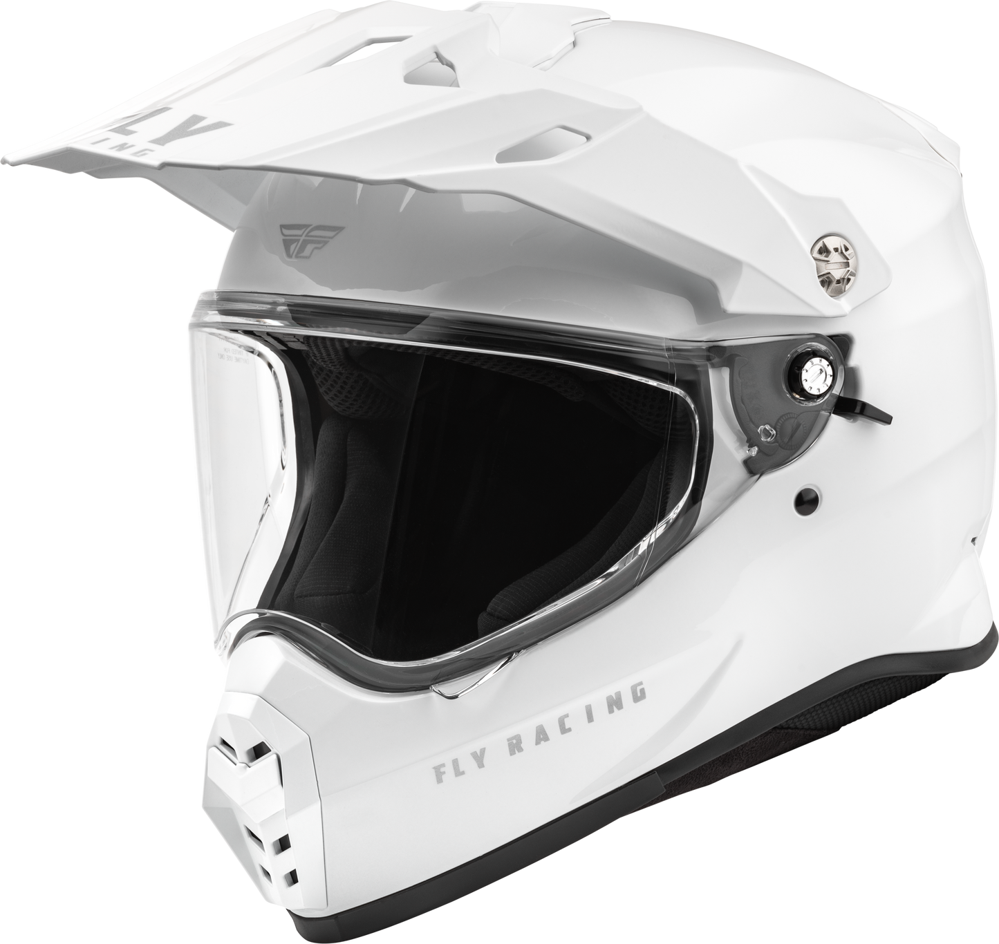 Fly Racing Trekker Solid Helmet White Medium - DOT & ECE Approved Motorcycle Helmet with Drop-Down Sunshade and Removable Interior