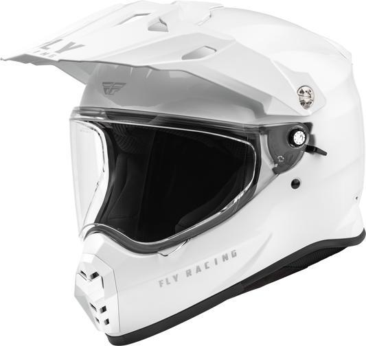 Fly Racing Trekker Solid Helmet White 2X - DOT & ECE Approved Motorcycle Helmet with Drop-Down Sunshade and Removable Interior