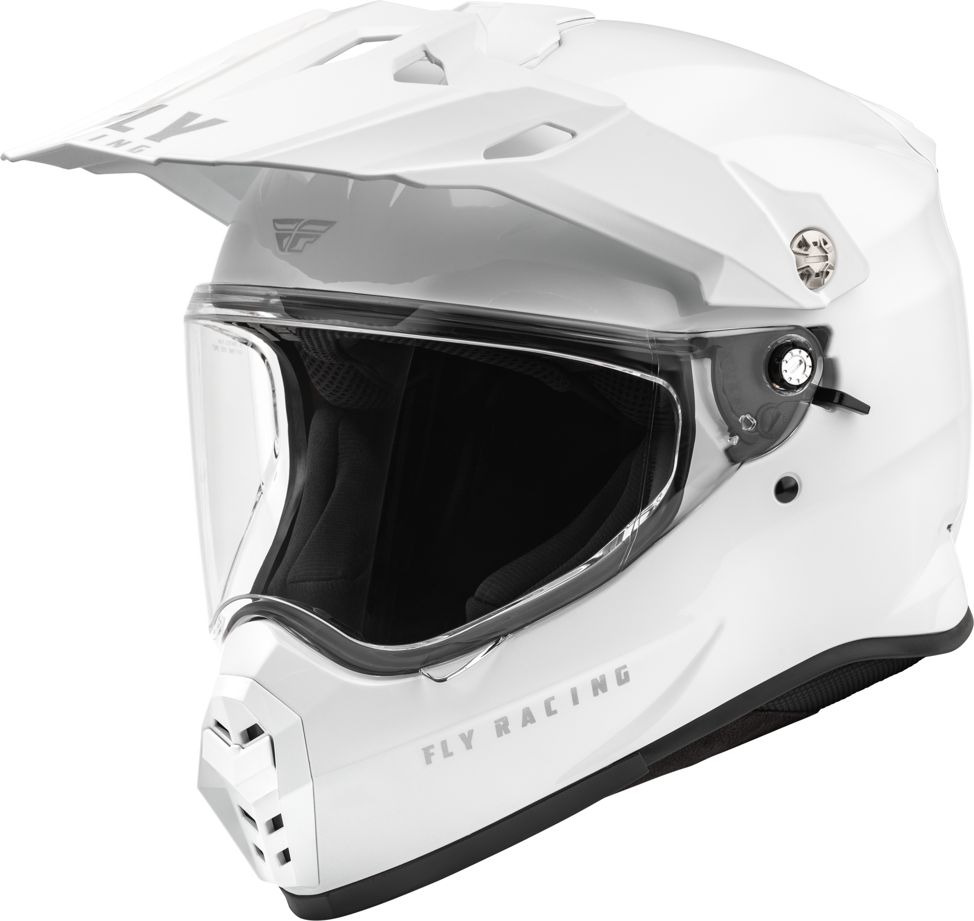Fly Racing Trekker Solid Helmet White Large – DOT & ECE Approved Motorcycle Helmet with Drop-Down Sunshade and Removable Interior