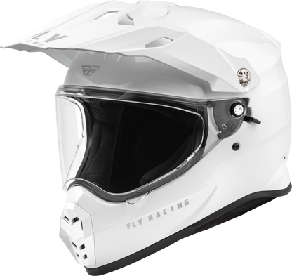 Fly Racing Trekker Solid Helmet White Large – DOT & ECE Approved Motorcycle Helmet with Drop-Down Sunshade and Removable Interior