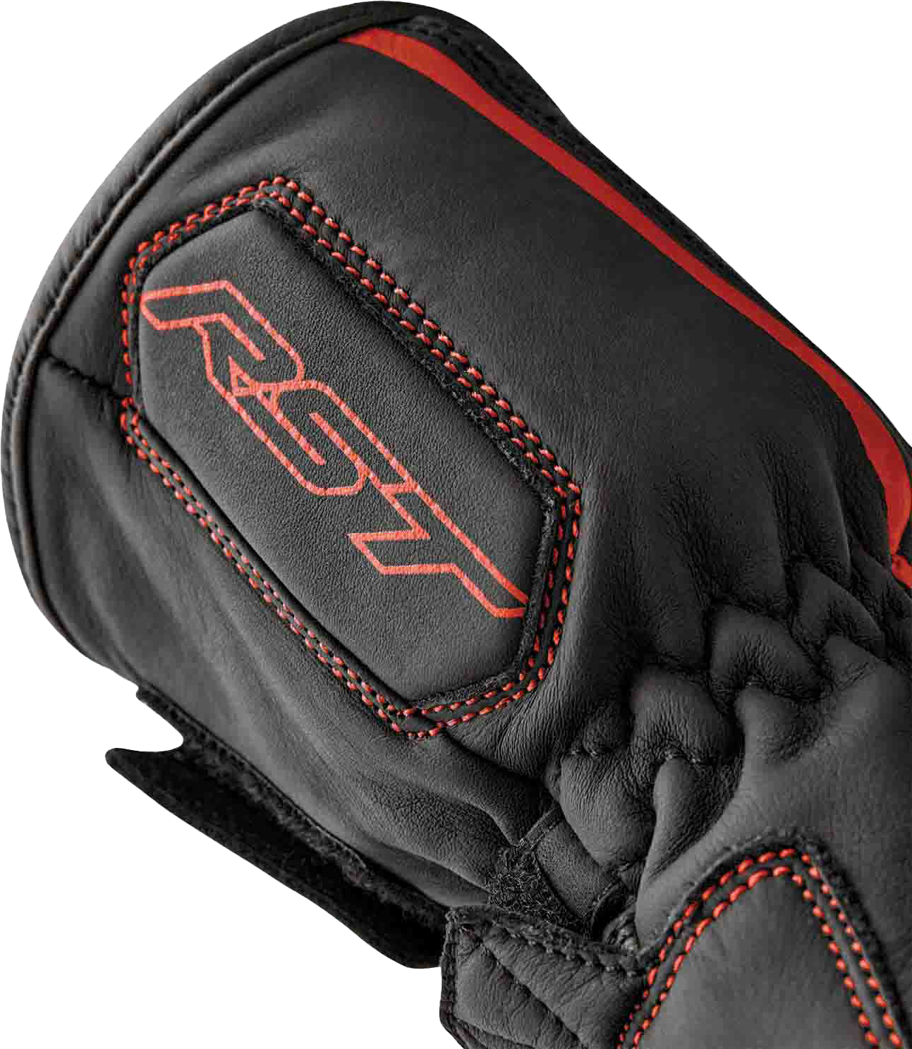 RST S1 Leather Gloves Men’s and Ladies’ Fit with Carbon and TPR Protection - Black and Red, Small