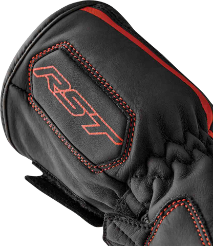 RST S1 Leather Gloves Men’s and Ladies’ Fit with Carbon and TPR Protection - Black and Red, Small