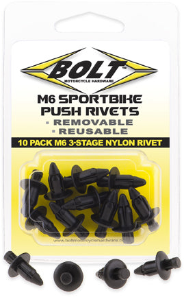 BOLT M6 Three Stage Push Rivet Kit - 10-Pack
