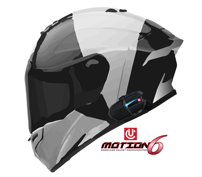 Uclear Motion 6 Single by UCLEAR - Advanced Bluetooth Motorcycle Helmet Communications System with DynaMESH Intercom and 18-Hour Battery Life