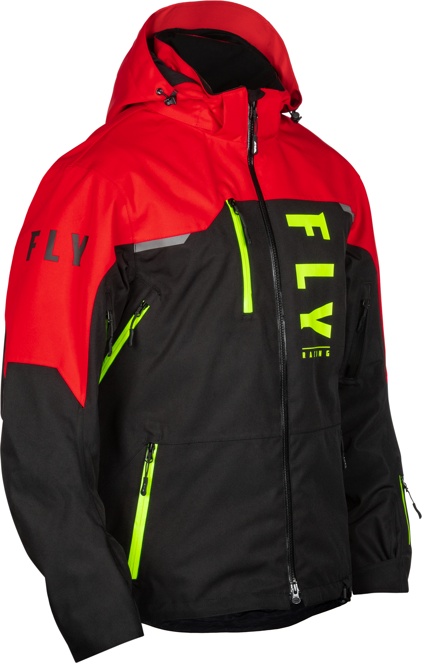 Fly Racing Carbon Jacket Black/Red Large - Waterproof Snowboarding and Ski Jacket with Hydraguard Pro Tech
