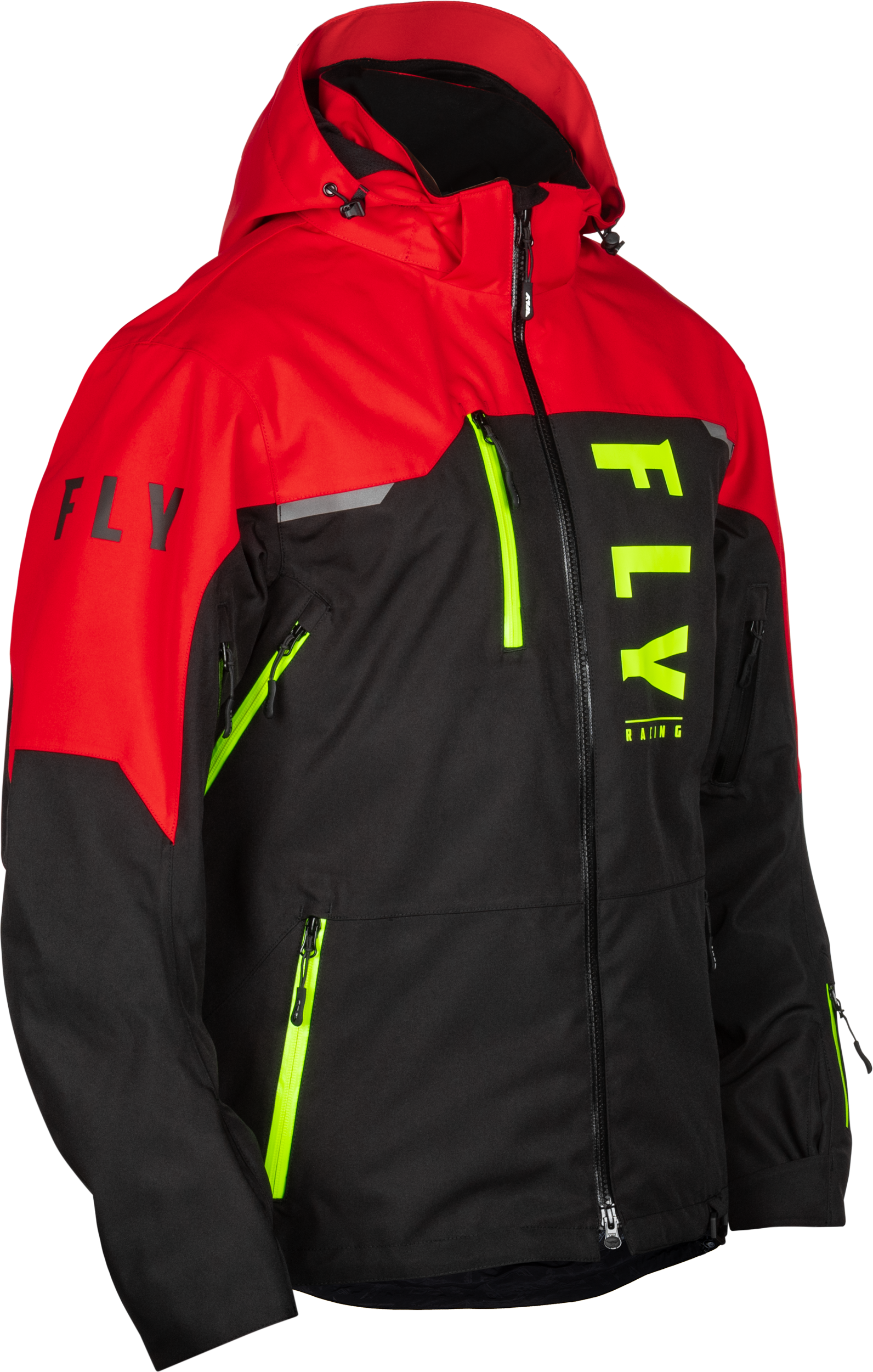 Fly Racing Carbon Jacket Black/Red Large - Waterproof Snowboarding and Ski Jacket with Hydraguard Pro Tech
