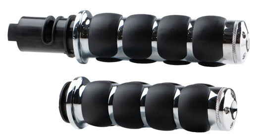 Kuryakyn ISO Grips 24 and Up Touring and Softails Throttle-By-Wire Chrome – Comfortable Non-Slip Motorcycle Handlebar Grips
