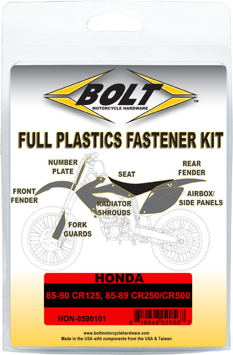 BOLT Full Plastic Fastener Kit for Honda CR500R and CR125R 1985-1989