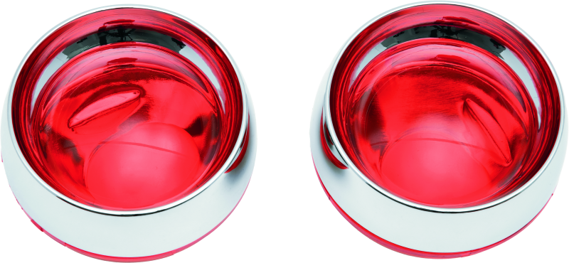 Kuryakyn Deep Dish Bezels with Red Lenses for Kawasaki Vulcan 2000 and Honda VTX1800 Series