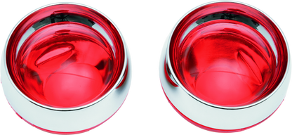Kuryakyn Deep Dish Bezels with Red Lenses for Kawasaki Vulcan 2000 and Honda VTX1800 Series
