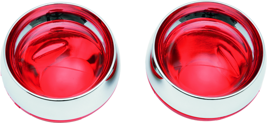 Kuryakyn Deep Dish Bezels with Red Lenses for Kawasaki Vulcan 2000 and Honda VTX1800 Series