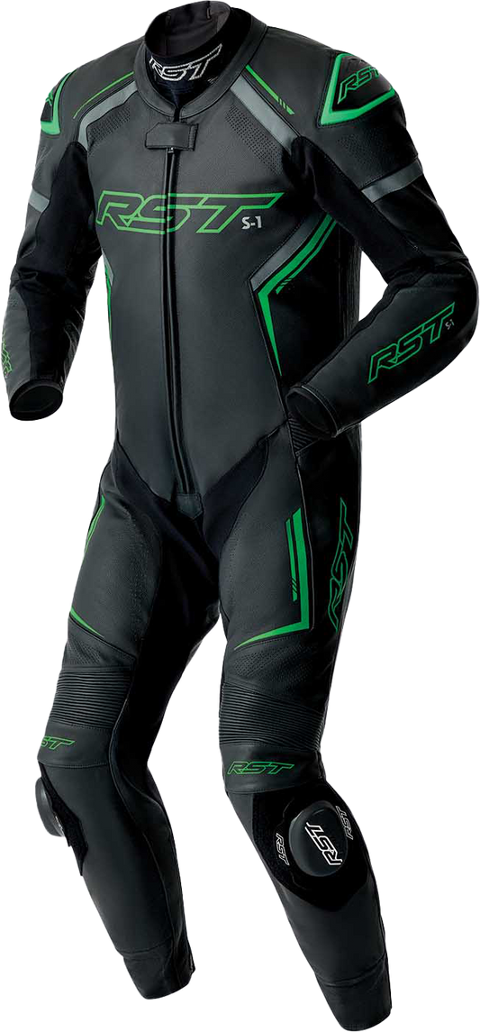 RST S1 D3o Suit Black, Gray, and Fluorescent Green Leather - Part #103604F.GRN-40