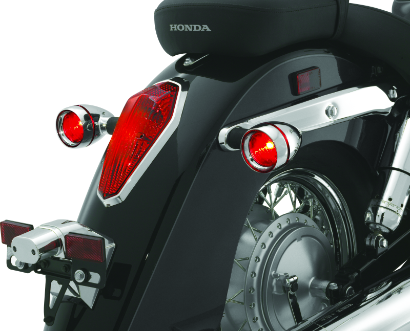 Kuryakyn Deep Dish Bezels with Red Lenses for Kawasaki Vulcan 2000 and Honda VTX1800 Series