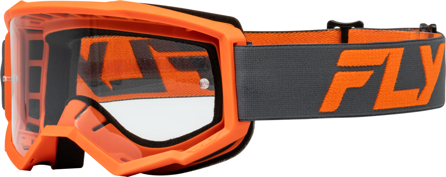 YOUTH FOCUS GOGGLE CHAR/ORANGE W/ CLEAR LENS