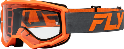 YOUTH FOCUS GOGGLE CHAR/ORANGE W/ CLEAR LENS