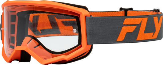 YOUTH FOCUS GOGGLE CHAR/ORANGE W/ CLEAR LENS