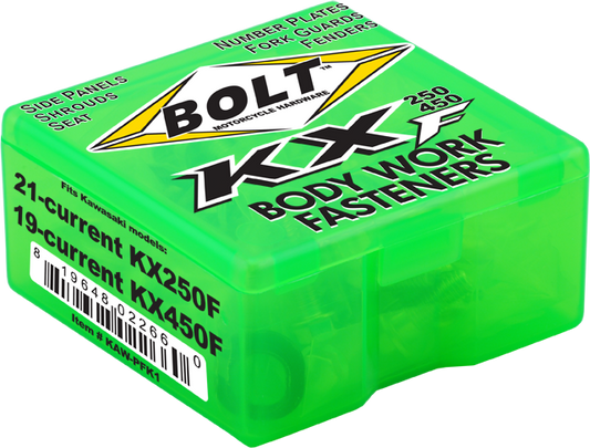 BOLT KAW-PFK1 Body Work Fastener Kit for Kawasaki KX250F and KX450F Models