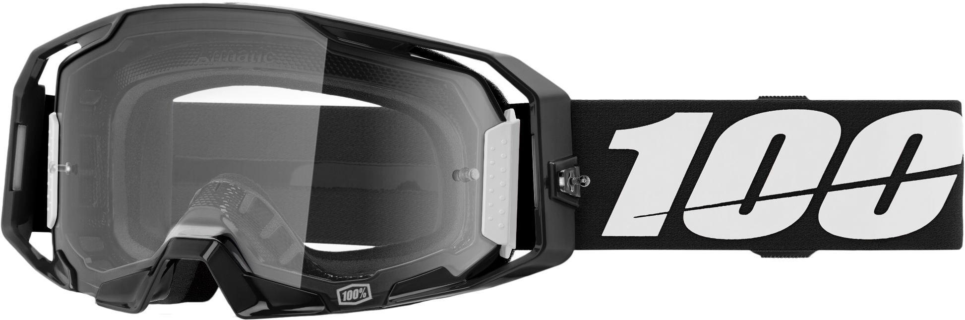 100-Percent Armatic Goggle Black Clear Lens - MX Racing Performance and Quick-Release Technology