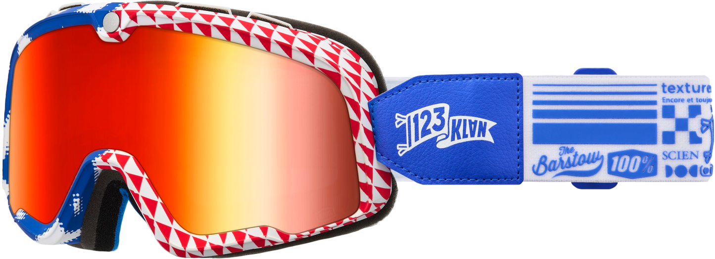 100-Percent Barstow Goggle Artist Series 123 Klan Mirror Red Lens