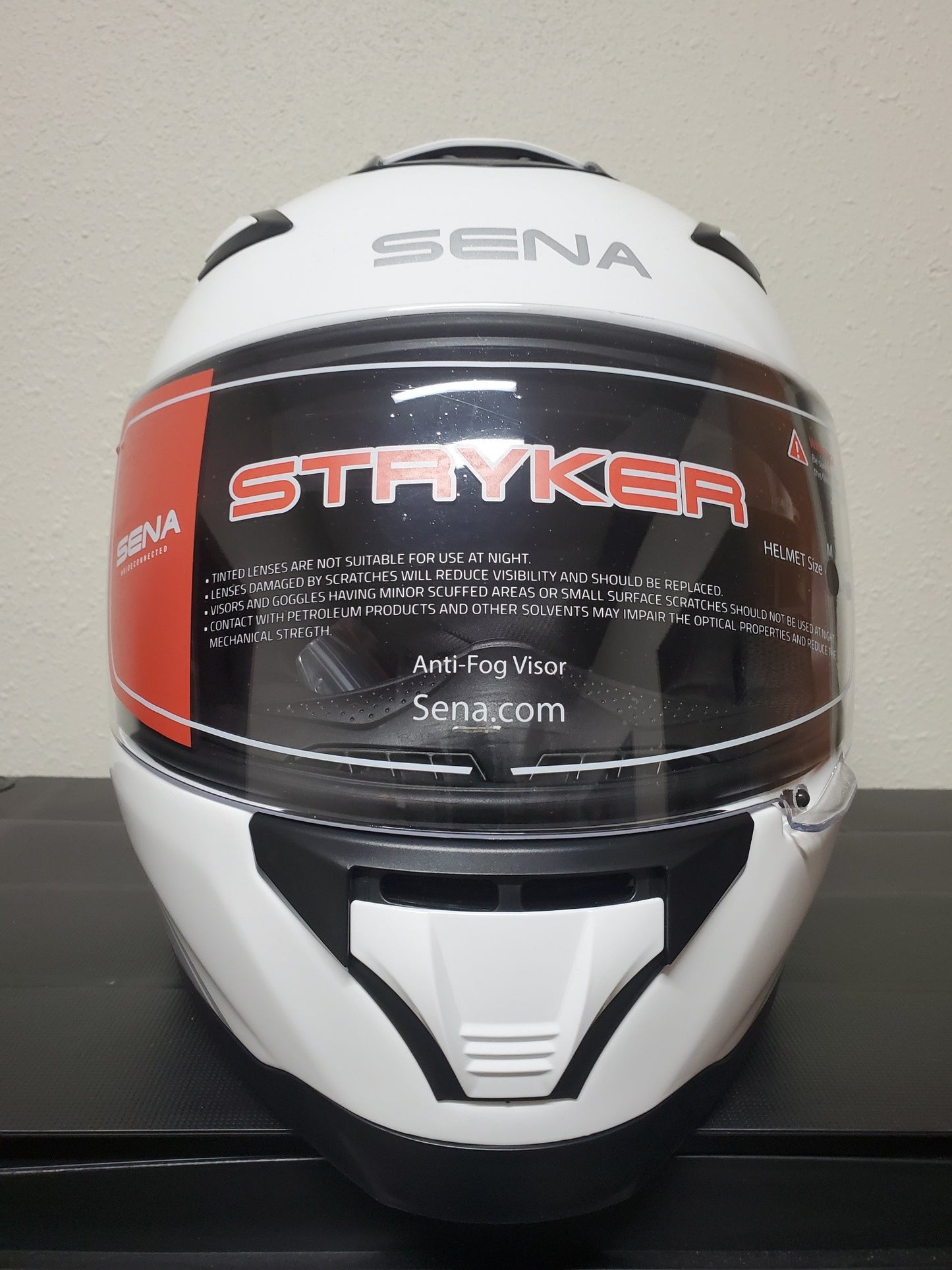 Sena Stryker Helmet Bluetooth Mesh Harman Kardon Sound : Matte Black Gloss White