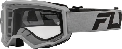 YOUTH FOCUS GOGGLE SILVER/CHAR W/ CLEAR LENS