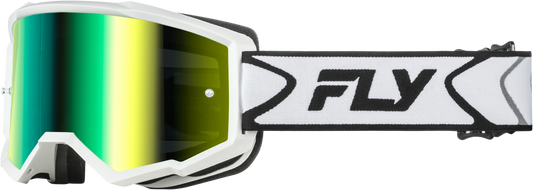 Youth Zone Goggle White/Black W/ Iridescent Grn Mirror Lens