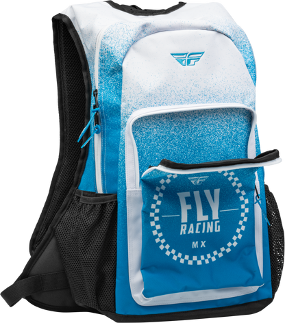 FLY Racing Jump Pack Backpack Blue/White - Versatile Moto Gear Storage