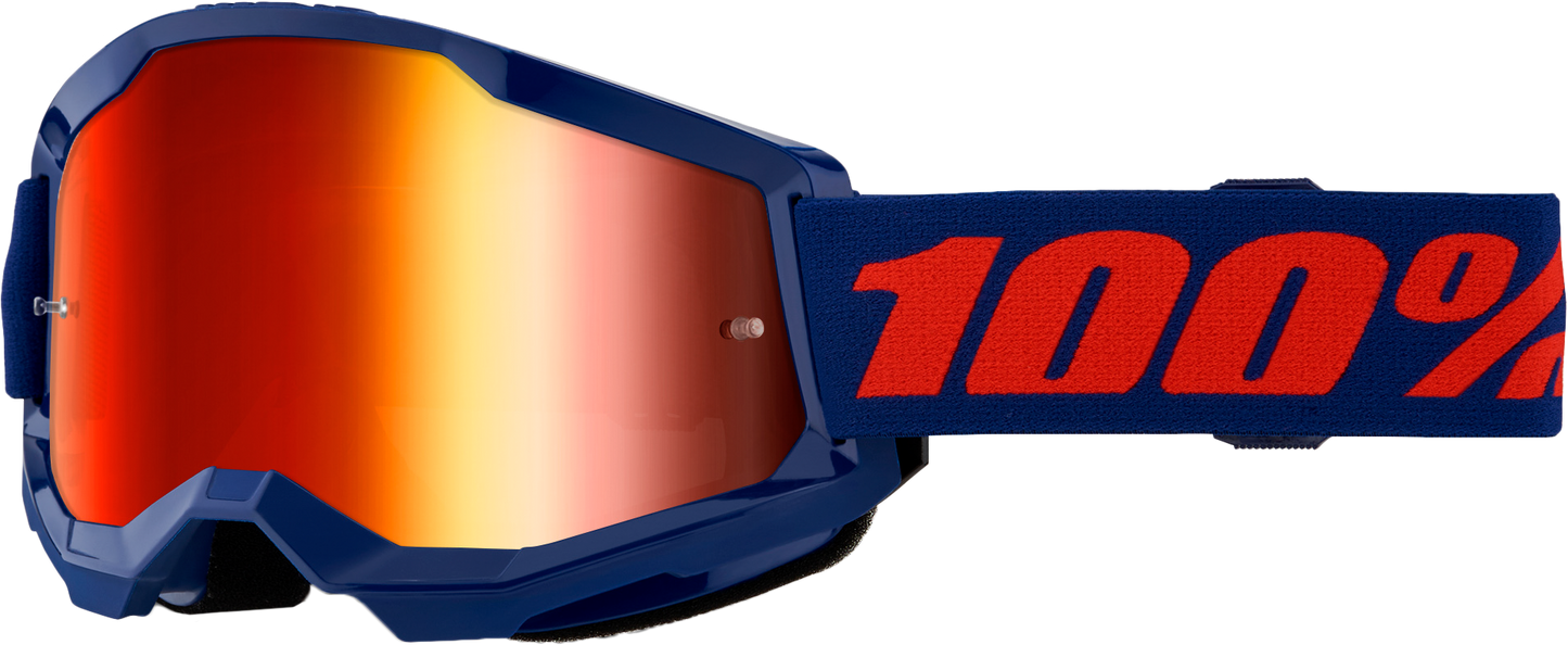 100-Percent Strata 2 Goggle Navy Mirror Red Lens - High-Performance Cycling Eyewear