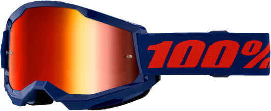 100-Percent Strata 2 Goggle Navy Mirror Red Lens - High-Performance Cycling Eyewear