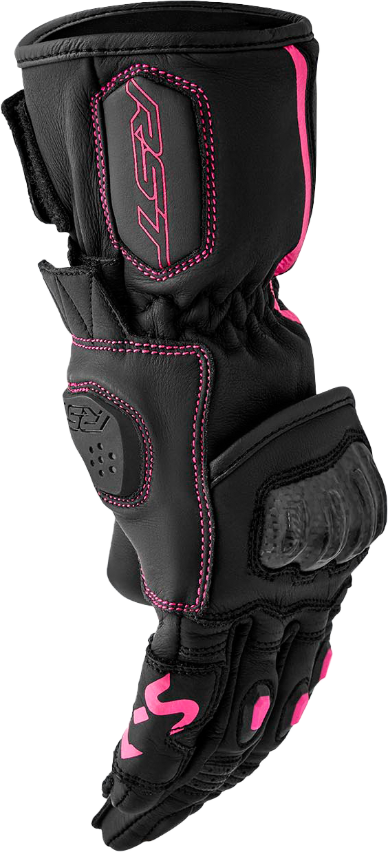 RST Women’s S1 Leather Glove Black and Pink, Large - Part Number 103653PNK-08