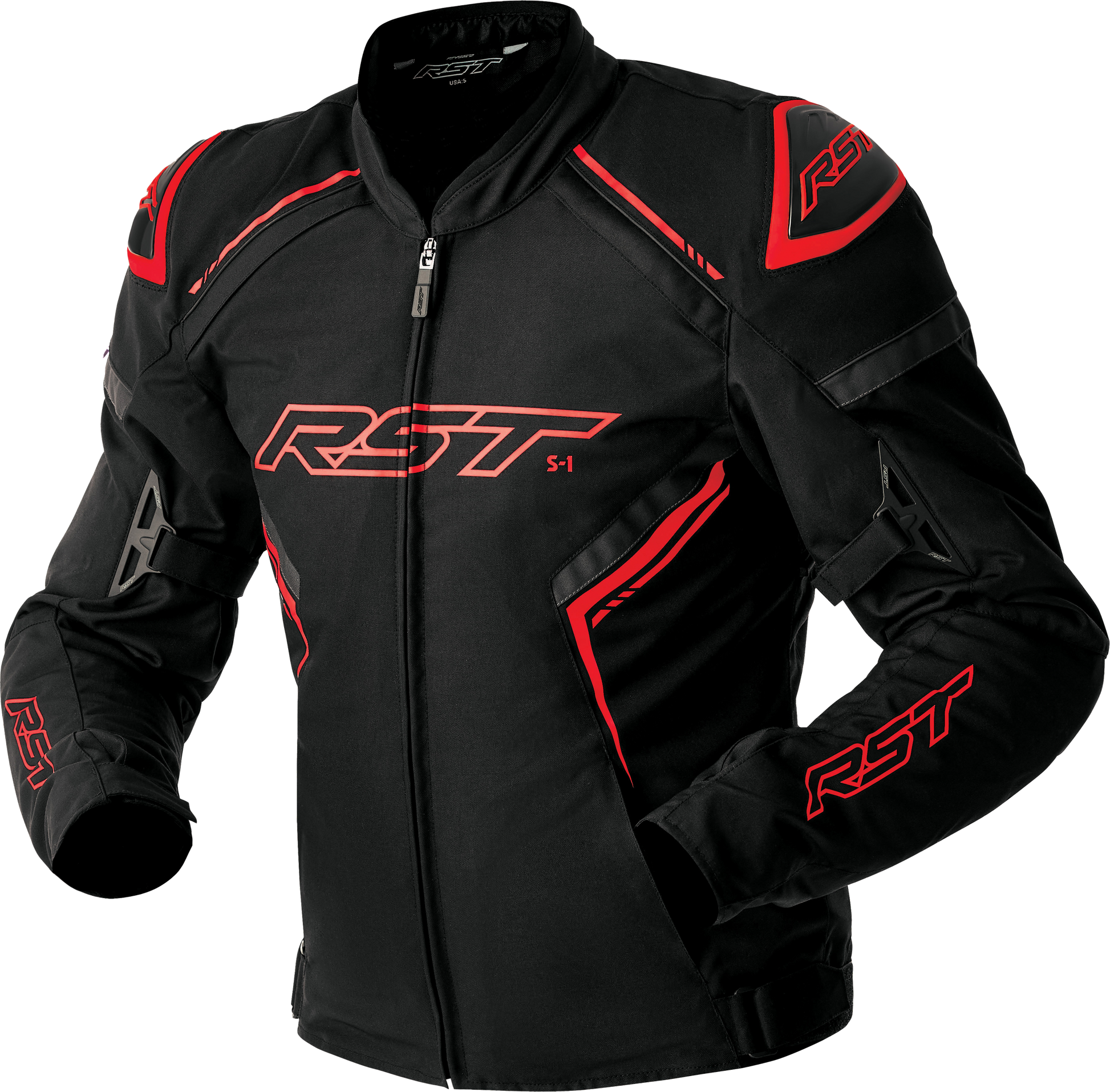 RST S1 D3o Textile Jacket Black/Grey/Red Small – Protective Motorcycle Gear