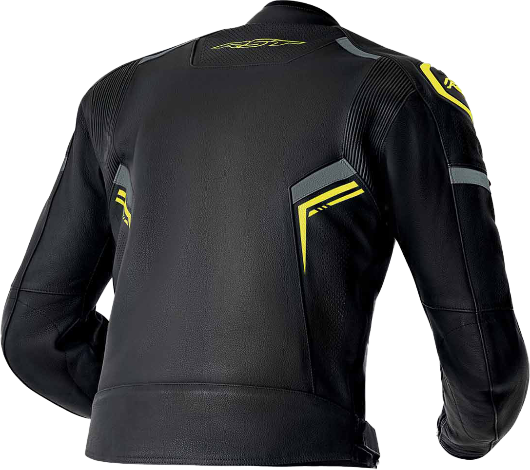RST S1 D3o Leather Jacket Black/Grey/Fluorescent Yellow Small - Durable Motorcycle Gear