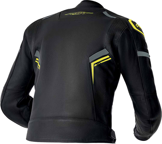 RST S1 D3o Leather Jacket Black, Gray, and Fluorescent Yellow - Size 2X