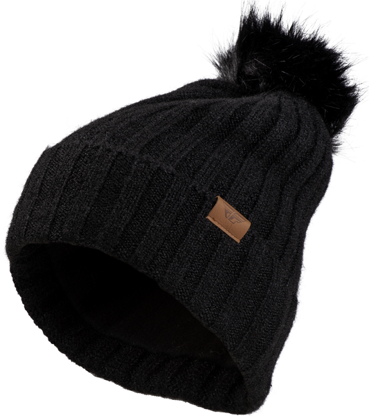 FLY WOMEN'S SNOW POM BEANIE BLACK