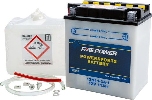 Fire Power 12N11-3A-1 Motorcycle Battery with Acid Pack for Suzuki Models