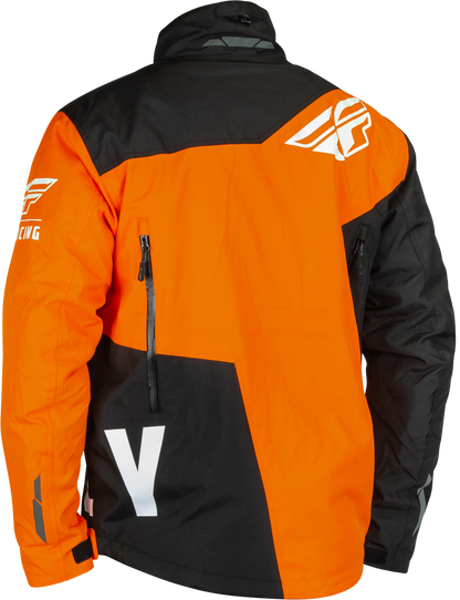 Fly Racing SNX Pro Jacket Black/Orange Medium – Waterproof Snowmobile Jacket with Removable Thermal Liner
