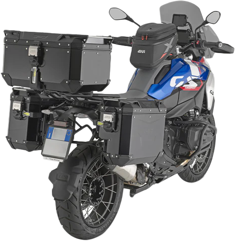 GIVI Outback Evo Smart Top Case 58L Black - Secure Aluminum Motorcycle Storage with Adjustable Lid System