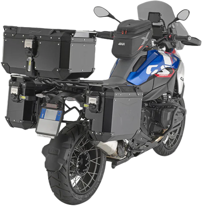 GIVI Outback Evo Smart Top Case 58L Black - Secure Aluminum Motorcycle Storage with Adjustable Lid System
