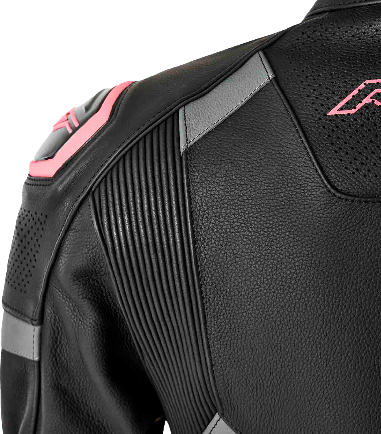 RST Women's S1 D3o Leather Jacket Black and Fluorescent Pink, Size XS