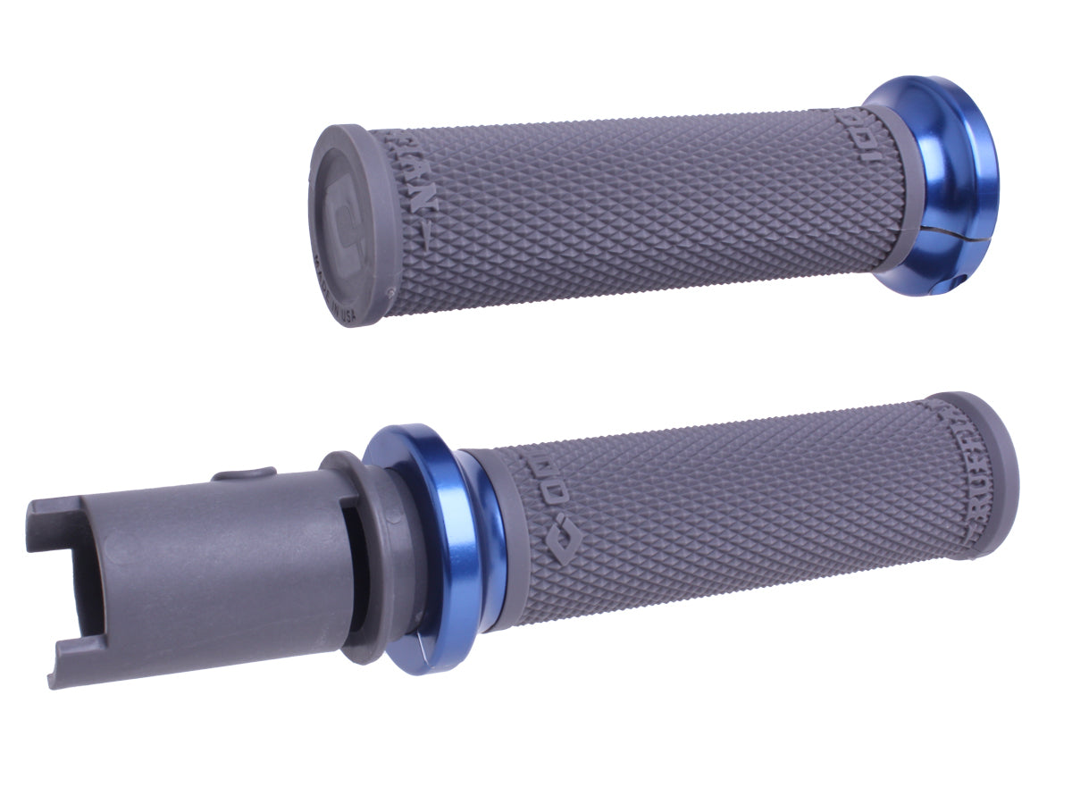 ODI Lock On Ruffian Grips for V-Twin Motorcycles - Graphite and Blue, Part V30HTCH-U