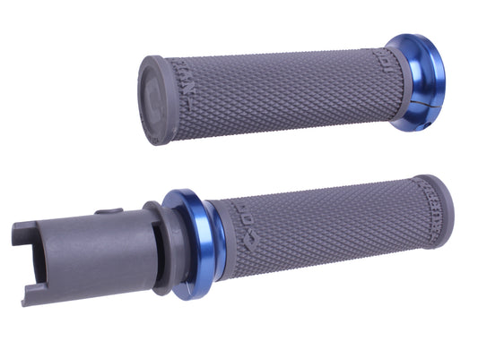 ODI Lock On Ruffian Grips for V-Twin Motorcycles - Graphite and Blue, Part V30HTCH-U