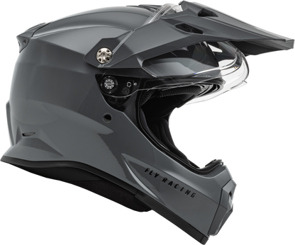 Fly Racing Trekker Solid Helmet Grey Small – DOT and ECE Approved Motorcycle Helmet with Drop-Down Sunshade and Removable Interior