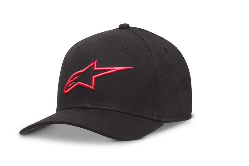 Alpinestars Ageless Curve Hat Black/Red Small/Medium - Stylish Flex Fit Cap with 3D Logo