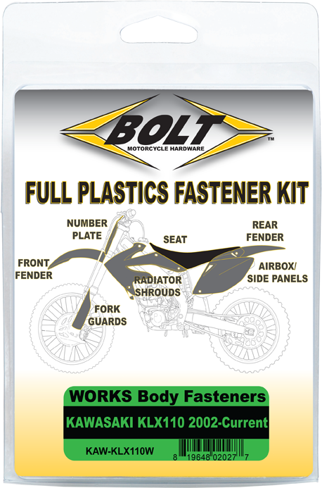 BOLT Body Work Fastener Kit for Kawasaki KLX110 (2002-2011) – OEM-Quality Fasteners and Bushings