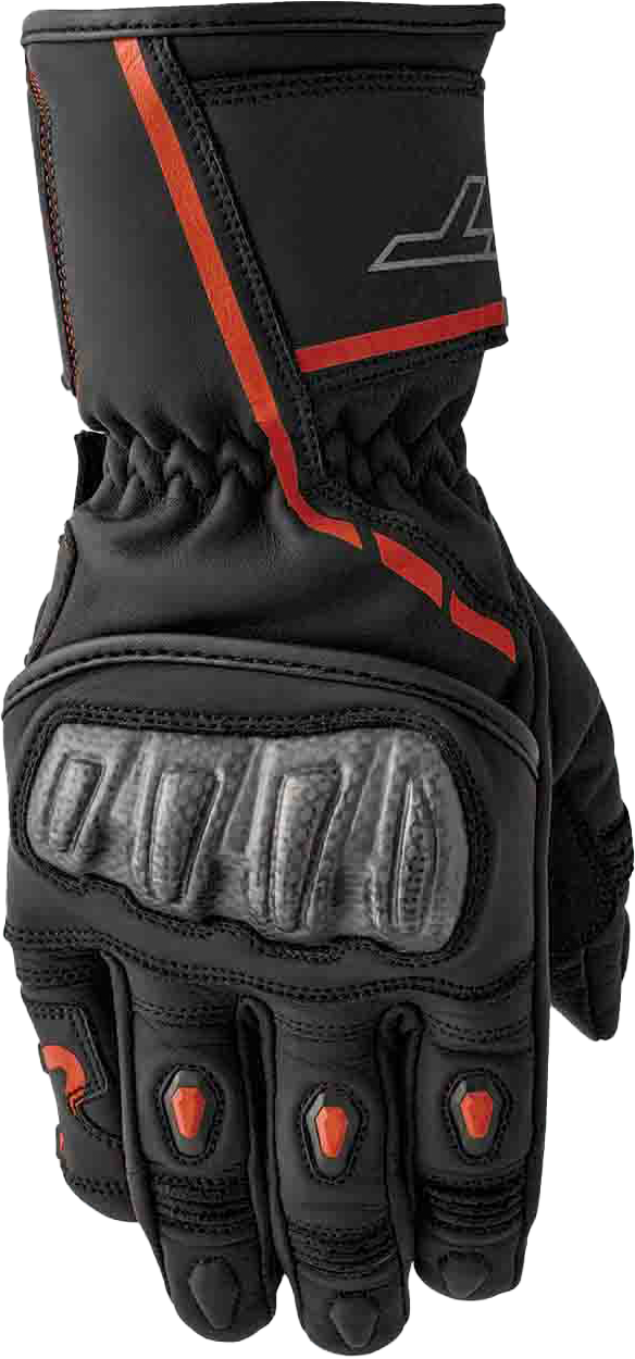 RST S1 Leather Gloves Men’s and Ladies’ Fit with Carbon and TPR Protection - Black and Red, Small