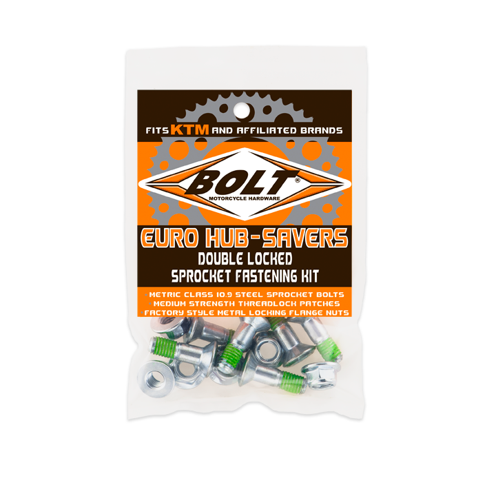 BOLT Euro Style Hub Savers Double Locked Sprocket Fastening Kit for Husqvarna, KTM, Honda & More - Part 2008-HS.EU