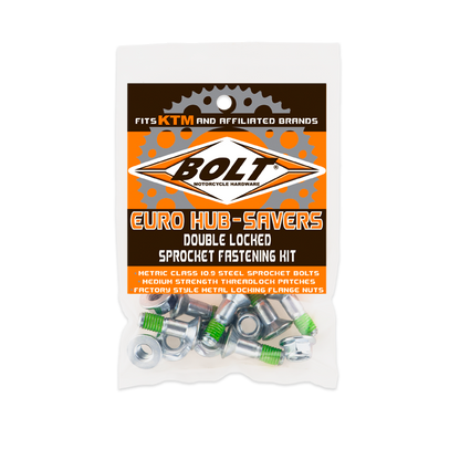 BOLT Euro Style Hub Savers Double Locked Sprocket Fastening Kit for Husqvarna, KTM, Honda & More - Part 2008-HS.EU