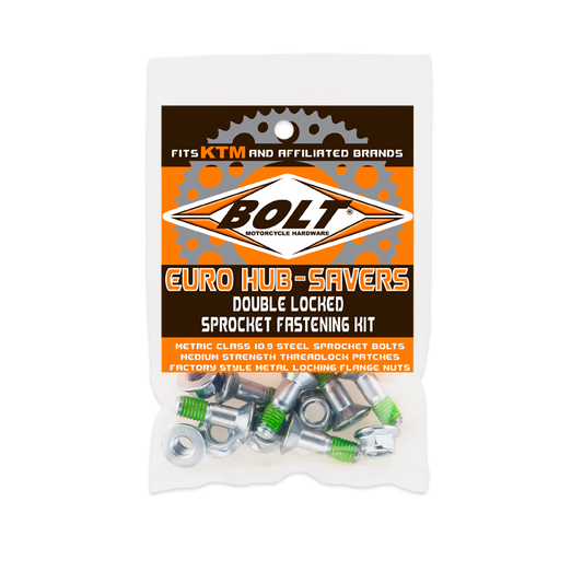 BOLT Euro Style Hub Savers Double Locked Sprocket Fastening Kit for Husqvarna, KTM, Honda & More - Part 2008-HS.EU