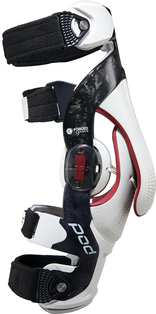 POD K8 3.0 Carbon Knee Brace for Right Leg - Carbon and White, Model K830-CLT-RT-2X