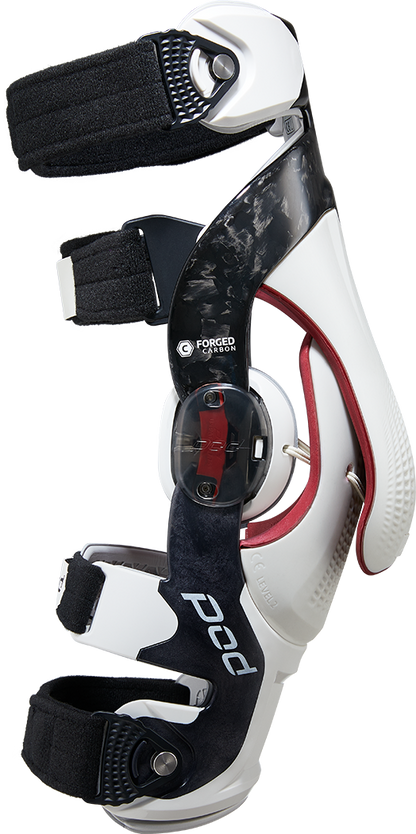POD K8 3.0 Carbon Knee Brace for Right Leg - Carbon and White, Model K830-CLT-RT-2X